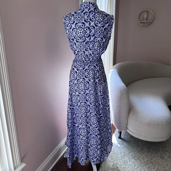 Temptation Positano Ieranto Dress Ceramica Blue Linen Size Medium - Picture 10 of 13